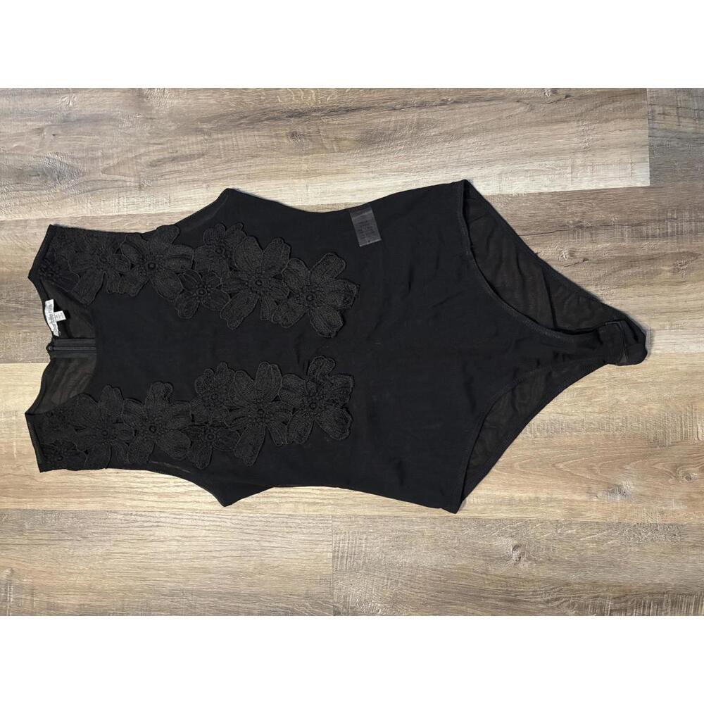 Charlotte Russe Black Floral Bodysuit - Size M